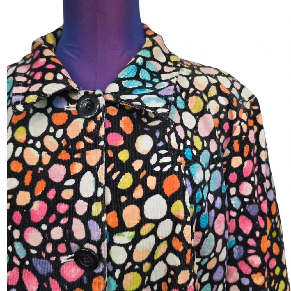 Christopher & Banks XL Multi Color Abstract Pebble Stretch Corduroy Jacket
